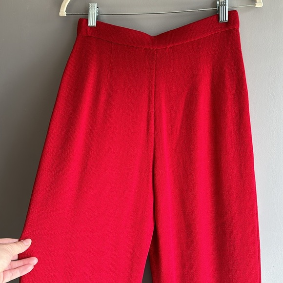 St. John red high waist wide leg pants size 4 - Picture 5 of 6